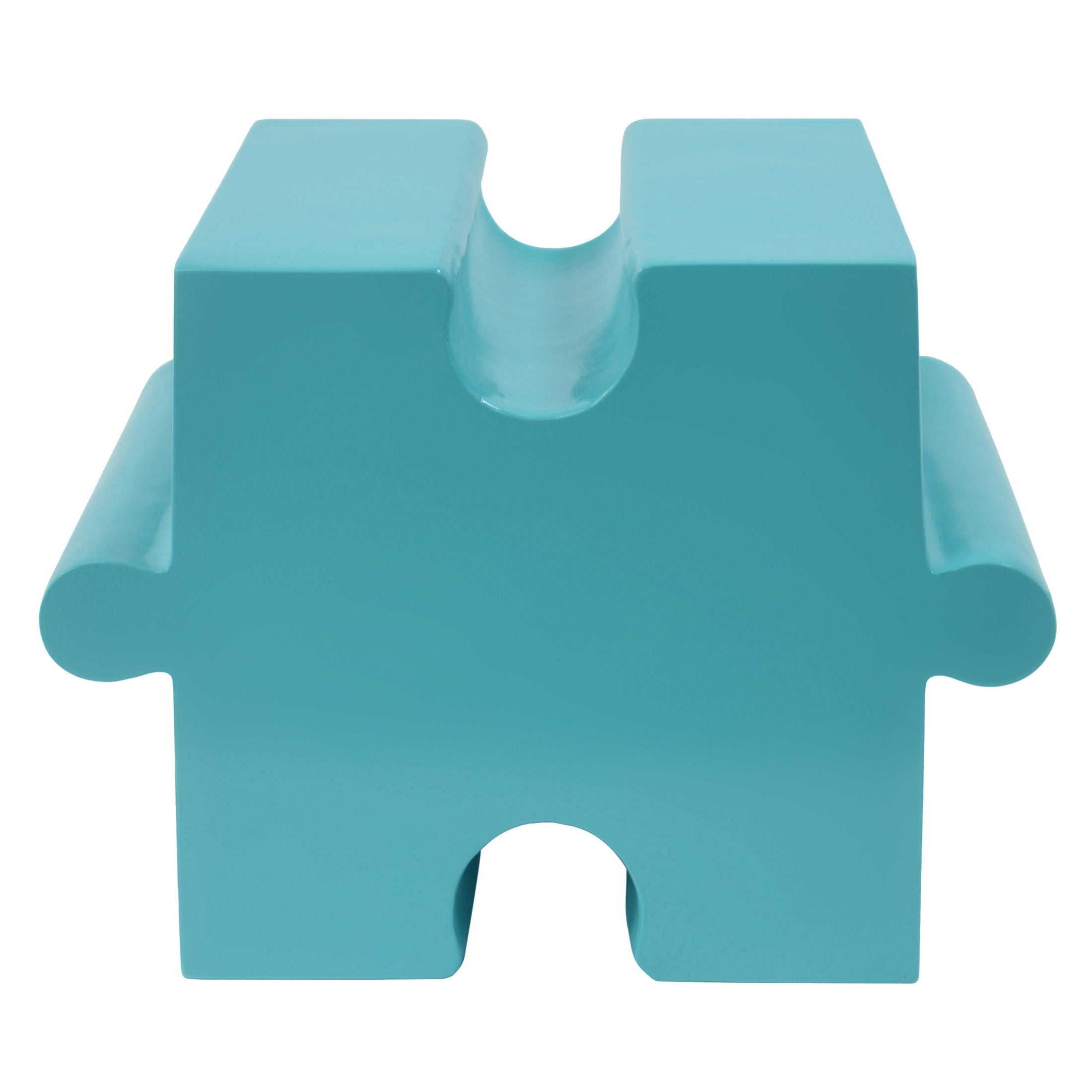 Christopher Knight Home Light Blue Puzzle Art Side Table, Modular Interlocking Design, Indoor Outdoor Use, Concave Edge