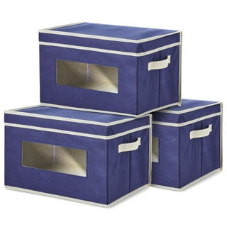 Sweet Jojo Designs Buffalo Check Navy Blue and White Foldable Fabric Storage Bins