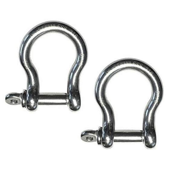 US Stainless 2 Pieces Stainless Steel 316 Forged Bow Shackle 5/16" (8mm) Marine Grade
