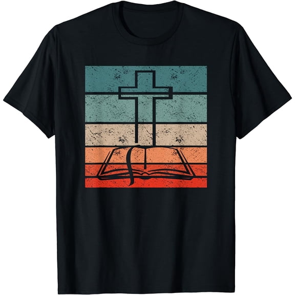 Retro Christian Vintage - Catholic Christianity Bible T-Shirt Black 4X-Large