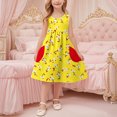 thumbnail image 5 of Beollynier Spring Summer Girls Printed Sleeveless Dress with Pockets - Round Neck A-Line Dress for Kids 3-14 Years - Ideal for Casual Outings Parties and Everyday Wear, 5 of 7