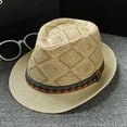 thumbnail image 2 of LRen Women Tea Party Hats Style Sun Hat for Men and Women British Travel Jazz Cap with Bohemian Summer Beach Sun Hat Khaki, 2 of 4