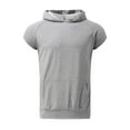 thumbnail image 4 of WTXUE Sweatshirts & Hoodies Short Sleeve, Hooded Shirts for Men Men Spring Summer Vest Shirt Sports Top Raglan Sleeve Hoodie LooseCotton Solid | Athleisure for Men Grey 3XL, 4 of 8
