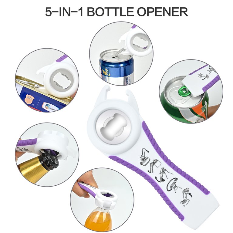 Invoibler Jar Opener,5 in 1 Multi Function Can Opener Bottle Opener Kit,  Easy to Use for Children, Elderly and Arthritis Sufferers