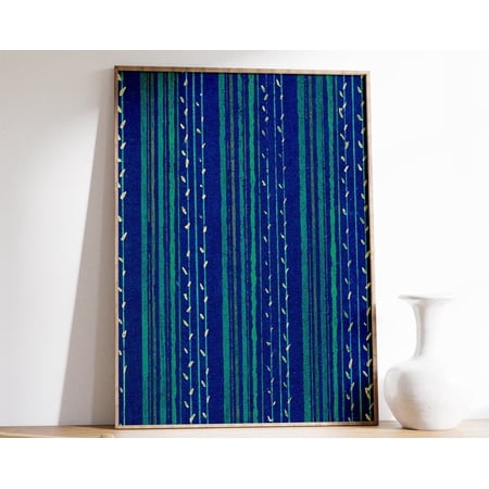 Japanese Abstract Woodblock Graphical Shima Shima Textile Asian Wall Art Print, Unframed Paper Poster 8x10in