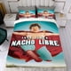 thumbnail image 4 of Nacho Libre Conjunto de sábanas temático, trío de piezas, cómodo y amigable con la piel, diseño único, regalo de decoración para el hogar para familiares, amigos y fans,140cm *210cm, 4 of 6