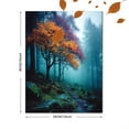 thumbnail image 3 of Foggy Autumn Forest Tree Canvas Print, Modern Nature Landscape Art, Home Wall Decor, 3 of 8