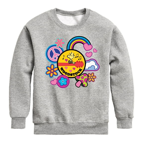 Peanuts - Woodstock Peace And Love Flair - Youth Crewneck Sweatshirt