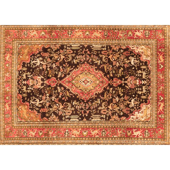 Ahgly Company Indoor Rectangle Persian Orange Traditional Area Rugs, 5' x 7'