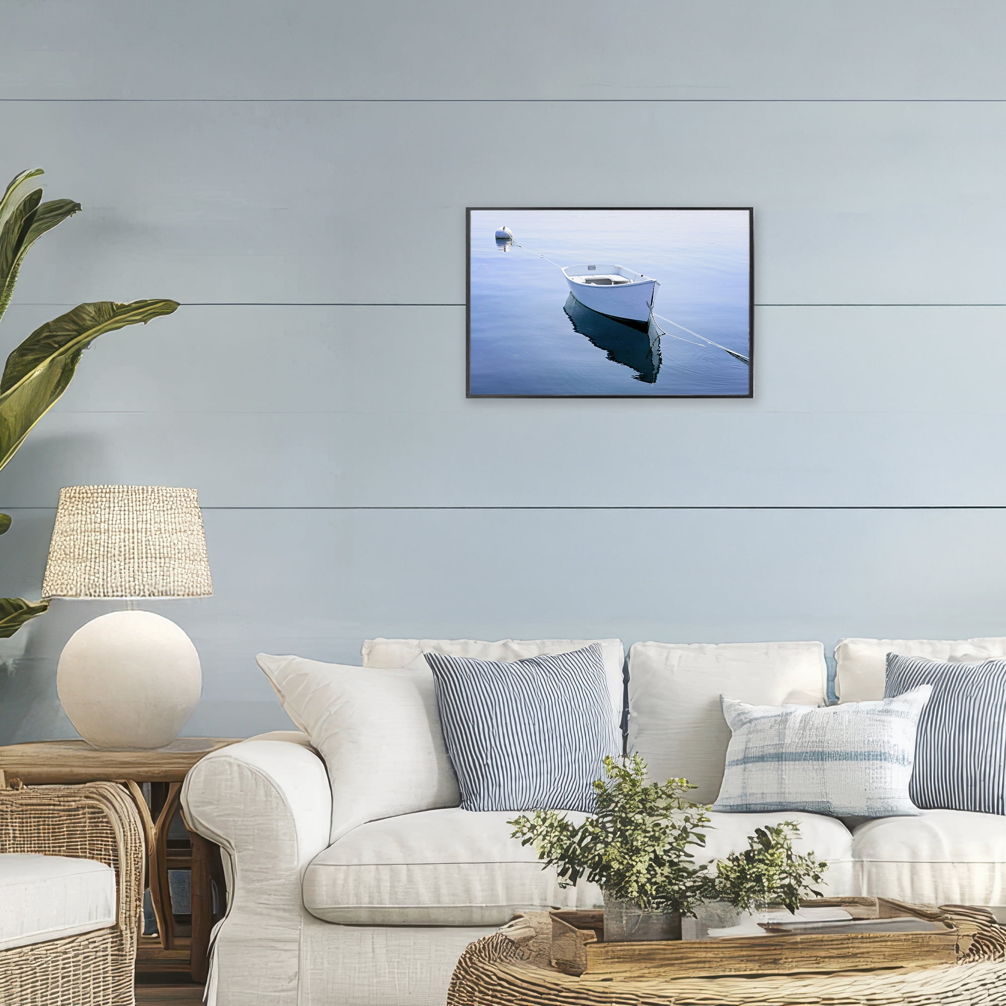 Stupell Industries Boat Tied to Dock Black Framed Giclee Art, design by JLM Photographs
