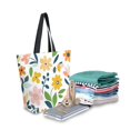 thumbnail image 2 of FORMRS Womens Canvas Tote Bag with Zipper Inner Pocket Shoulder Handbag, Retro Yellow Floral, 2 of 7