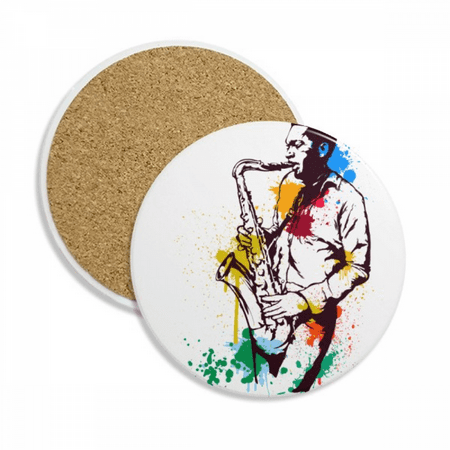 

Watercolor Street Man Rock Music Painting Coaster Cup Mug Tabletop Protection Absorbent Stone