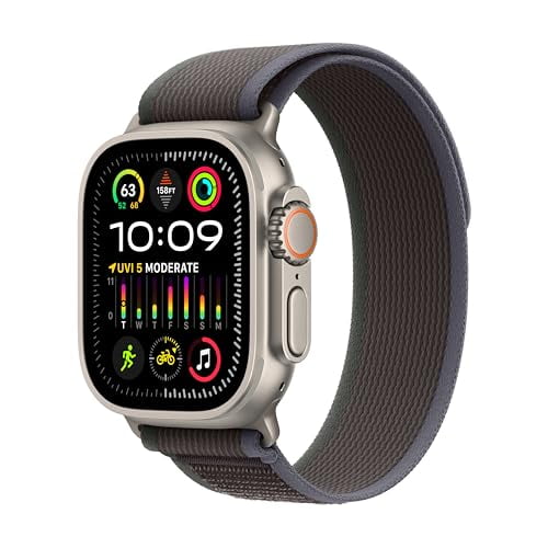 Apple Watch Ultra 2 GPS Cellular 49mm Titanium Case with Blue Black Trail Loop M L