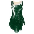 thumbnail image 3 of Venjoe Justaucorps de Gymnastique Rythmique Sans Manches pour Femmes, Strass, Compétition d'Acrobatie, Justaucorps Vert P, 3 of 7