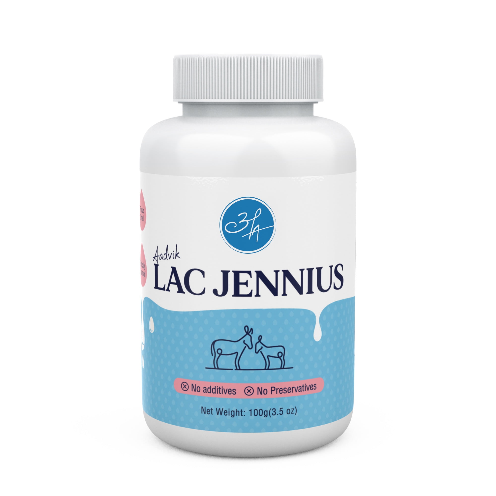 Aadvik Lac Jennius | Donkey Milk Powder | Freeze Dried | 100% Pure and Natural | 100gm | 3.5 Oz