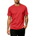 thumbnail image 2 of Men's Solid Crew Neck Short Sleeve T-Shirt, Regular Fit Lightweight Casual Basic Summer Top M, 2 of 5