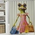 thumbnail image 6 of Shiartex Frog Sunglasses Dress Printed Shower Curtain 100% Polyester Fiber Home Bathroom Decoration Chic Modern Decor with Hooks 36x72, 6 of 7