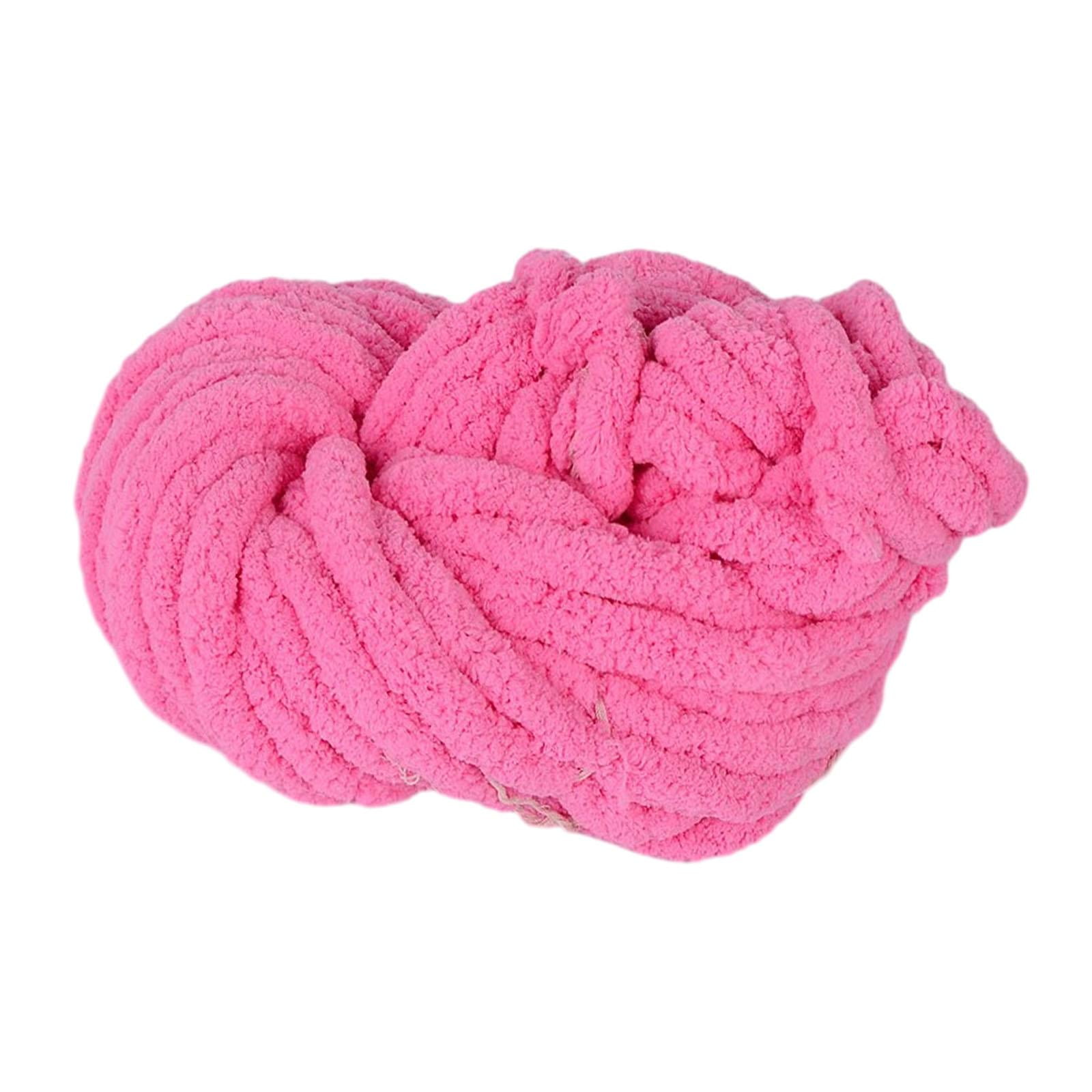Abbraccia Chunky Chenille Yarn Acrylic Fibers Gauge 7 Jumbo Giant Washable Bulky Yarn Thick Yarn for Sofa Throw Crocheting Hat Blanket Dark Pink