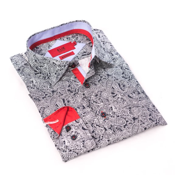 Elie Balleh Blue Paisley Men Button Down Shirt