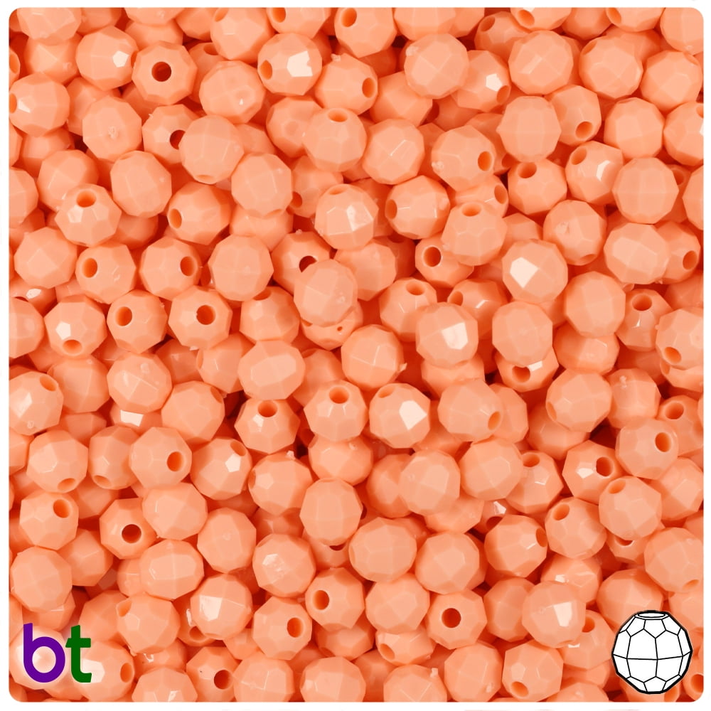 BeadTin Peach Opaque 6mm Faceted Round Plastic Beads (600pcs) - Walmart.com