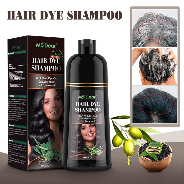 Everlasting & Safe 3-In-1 Black Hair Color Shampoo, Fast Dye in 5