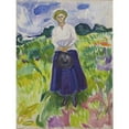 thumbnail image 3 of Edvard Munch 15x18 Black Modern Framed Museum Art Print Titled - Woman in a Green Meadow (1917), 3 of 5