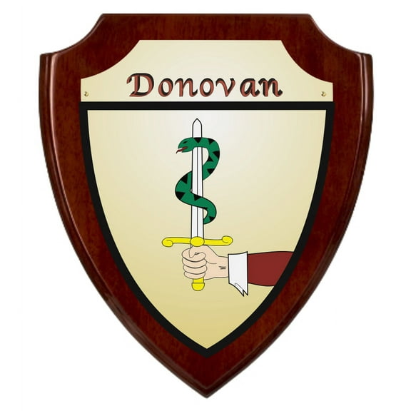 Donovan Irish Coat of Arms Shield Plaque - Rosewood Finish