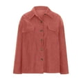 thumbnail image 5 of Njoeus Oversized Tshirts for Women, Women's Corduroy Button Up Shacket Cardigan Shirts Long Sleeve Lapel Loose Shirt Jacket Coat with Pokets, 5 of 5