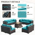 thumbnail image 6 of Kullavik Outdoor Patio Furniture Set with Fire Pit Table 11-Piece Outdoor Furniture Rattan Wicker Sectional Sofa Patio Conversation Sets with 43in 55,000 BTU Propane Gas Fire Pit Table,Blue, 6 of 8