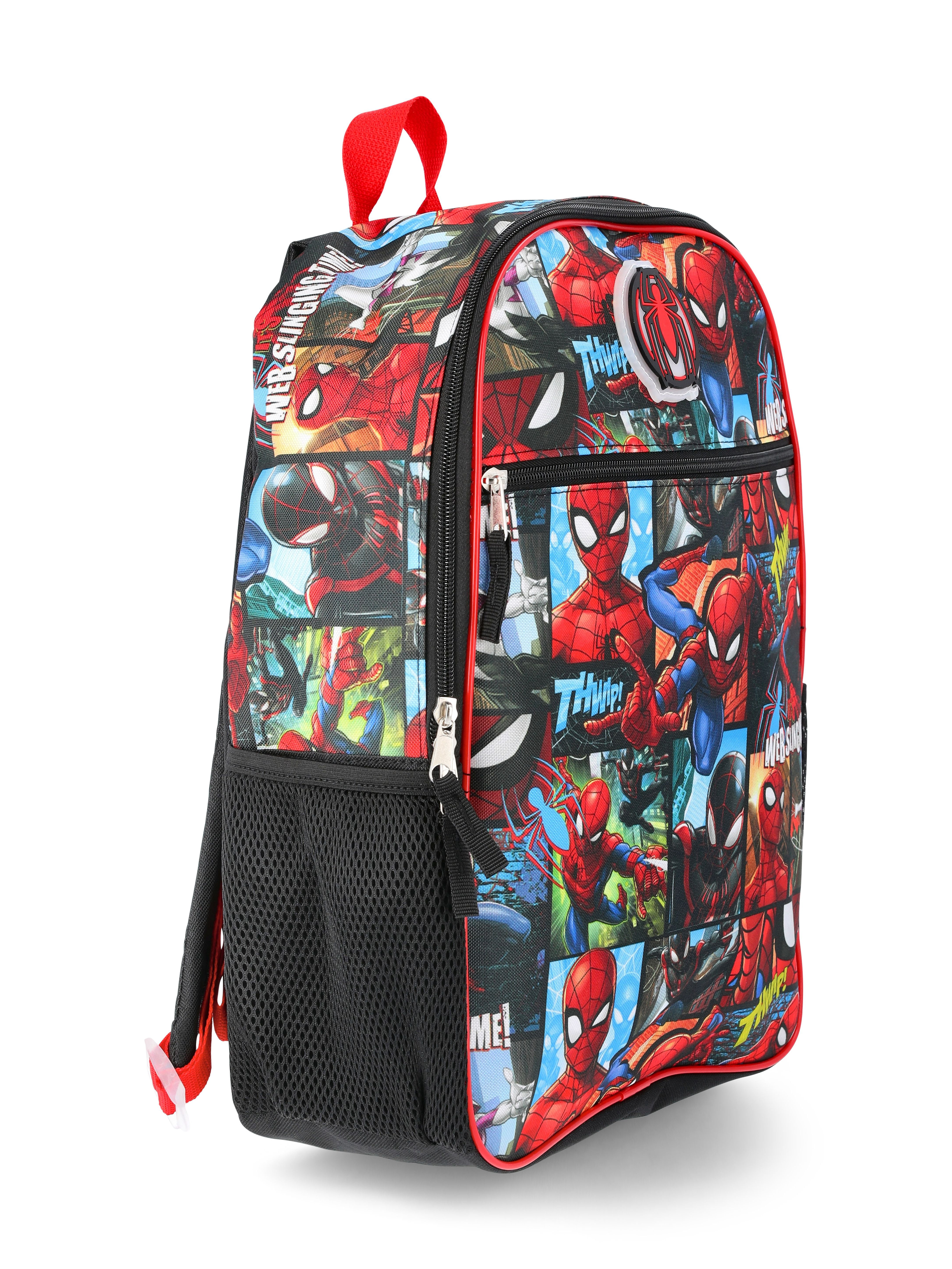 Spider-Man Boys 16" Laptop Backpack with Light Up Badge, Red