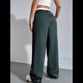thumbnail image 4 of Pantalones A Rayas para Mujer, de Color Block, Cintura Alta, Pierna , Informales, para Trabajo y Oficina. Verde Oscuro M, 4 of 10