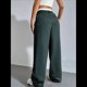thumbnail image 4 of Pantalones A Rayas para Mujer, de Color Block, Cintura Alta, Pierna , Informales, para Trabajo y Oficina. Verde Oscuro M, 4 of 10