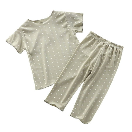 

Kids Robe Kid s Summer Homewear Boys Girls Polka Dot Print Short Sleeve T Shirt Long Pants Pajamas Suits Children s Clothing 2-Piece Sizes 4-12(Color:Light Green Size:3-4 Years)