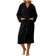 thumbnail image 2 of Robes for Women Fleece Robes Hooded Cozy Soft Warm Plush Women Robe Plush Long Bathrobe, 2 of 8