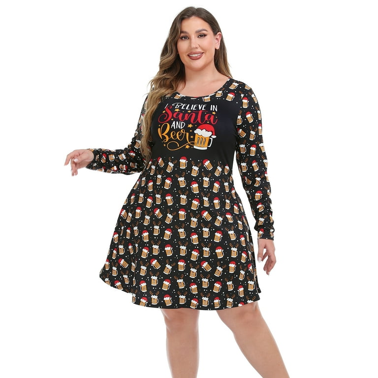 Ugly christmas sweater top dress plus size