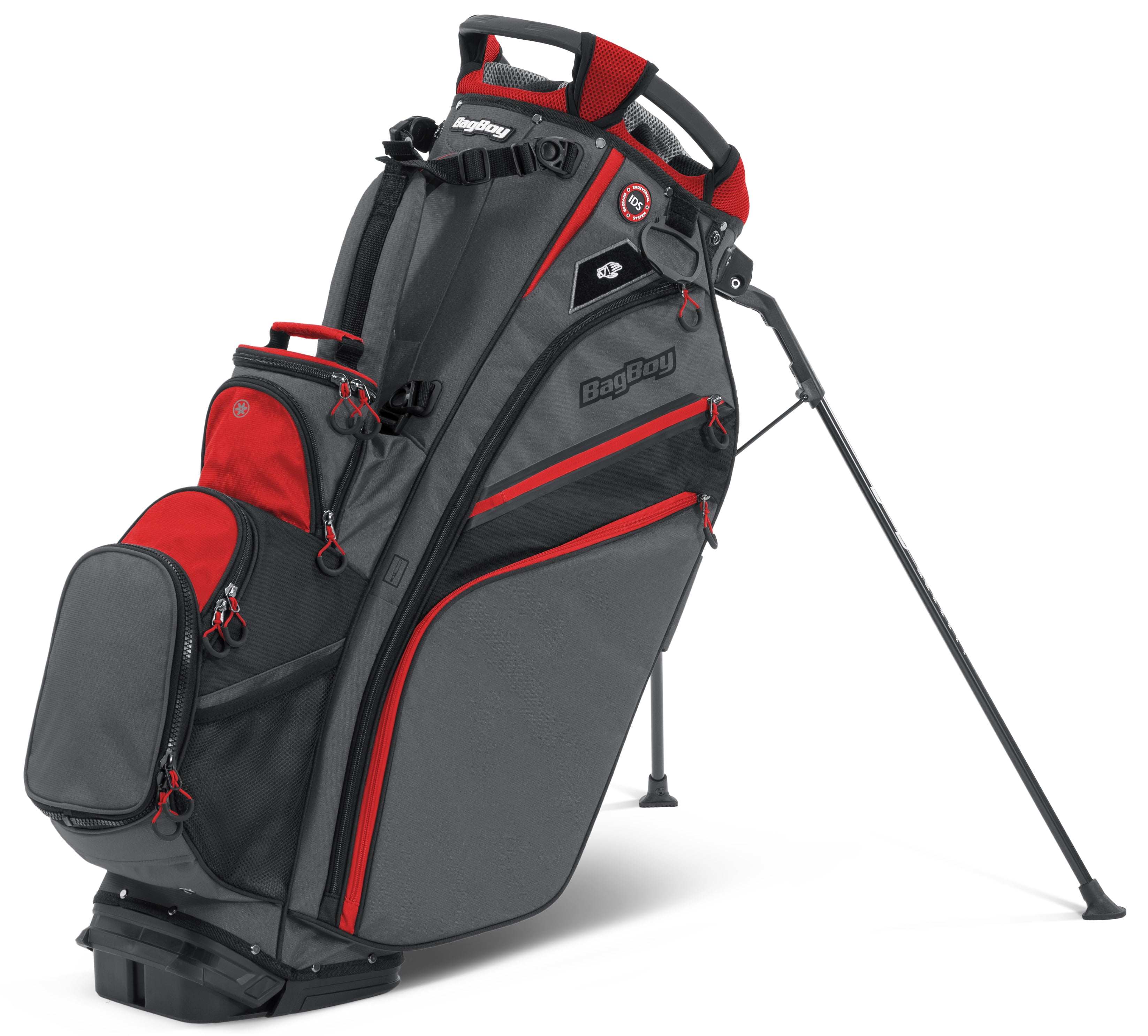 Bag Boy Chiller Pro Hybrid Charcoal Red Black Stand Golf Bag