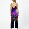 thumbnail image 6 of Women's Halloween Jumpsuits Spiderweb Skull Halter Backless Spooky Overalls Witch Hat Ghost Wide Leg Horror Rompers, S, 6 of 6