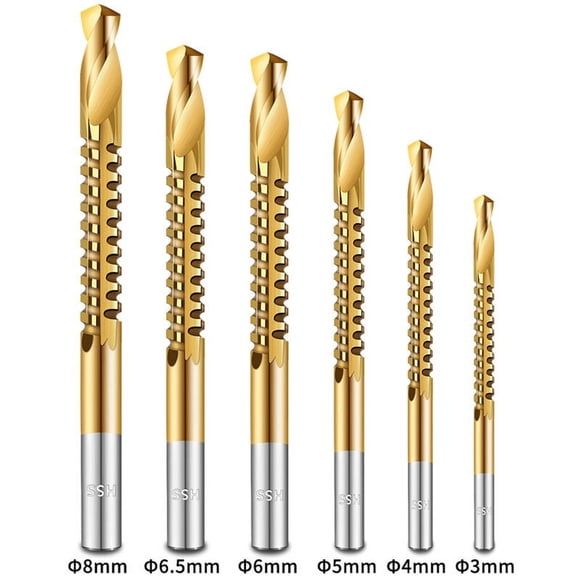 Jinsinto 6pcs Cobalt Drill Bits Set Spiral Metric Composite Tap Drill Bit Tap Twist Drill Bit Woodworking Drill Bit For Cutting Drilling Grooving-