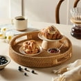 thumbnail image 2 of Rollbacks & More Rattan Serving Tray 30cm, Woven Trays with Handles for Home,Round Dining Table Tray,Wicker Basket, 2 of 7