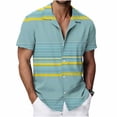 thumbnail image 2 of Summer Hawaiian Shirt for Men Lapel Button Down Short Sleeve T Shirts Men's Casual Printed Turndown Plus Size Lightweight Breathable Comfy Vacation Tee Shirt, 2 of 8