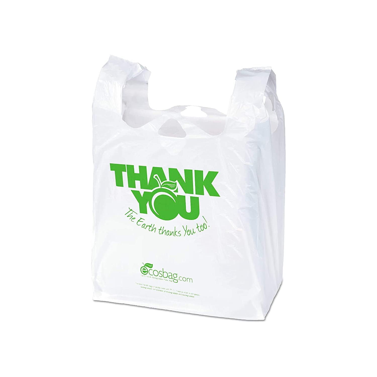 THANK YOU T-Shirt Bags 11.5" x 6" x 21" White Plastic Shopping bag 50-1000 