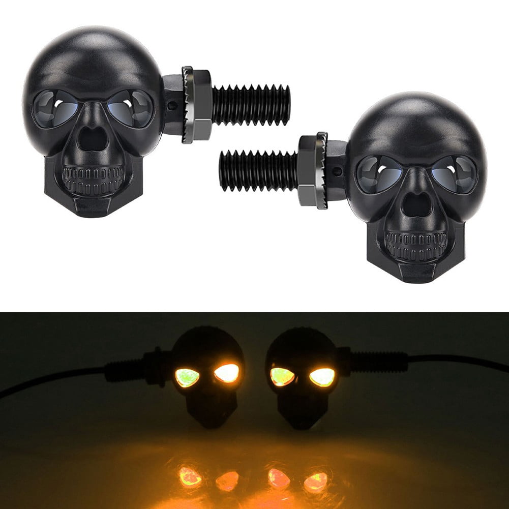 qifei 2 Pcs Feu de Brouillard Étanche en Forme de Crâne à LED pour Moto