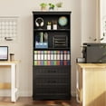 thumbnail image 2 of 69.7" Tall Bookshelf, Lofka Bookcase with 3 Large Drawers, 3 Tier Storage bookshelf for Home Office, Living Room, Black, 2 of 9