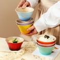 thumbnail image 4 of Qeeadeea Colorful Cereal Bowl Set Of 2, Small Ceramic Soup Bowl, Rice Bowl For Breakfast, Poke Bowl -red-11.5x11.5x6cm, 350ml, 4 of 7