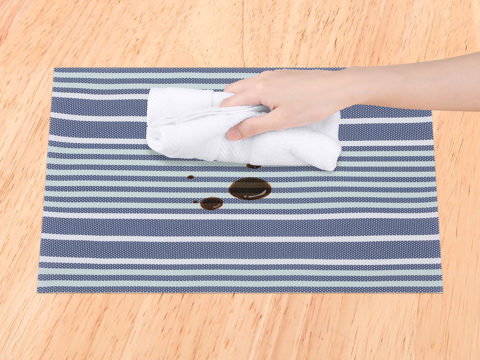 Unique Bargains Place Mat Set of 8 Placemats for Kitchen Table Decor Blue