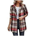 thumbnail image 2 of BEFOKA Women's Shirts Long Sleeve Wool Coat Plaid Print Blouses Tops Flannel Shirts 2025 Winter Outfits Long Sleeve Long Jacket Coats Business Casual Blouse Top, 2 of 7