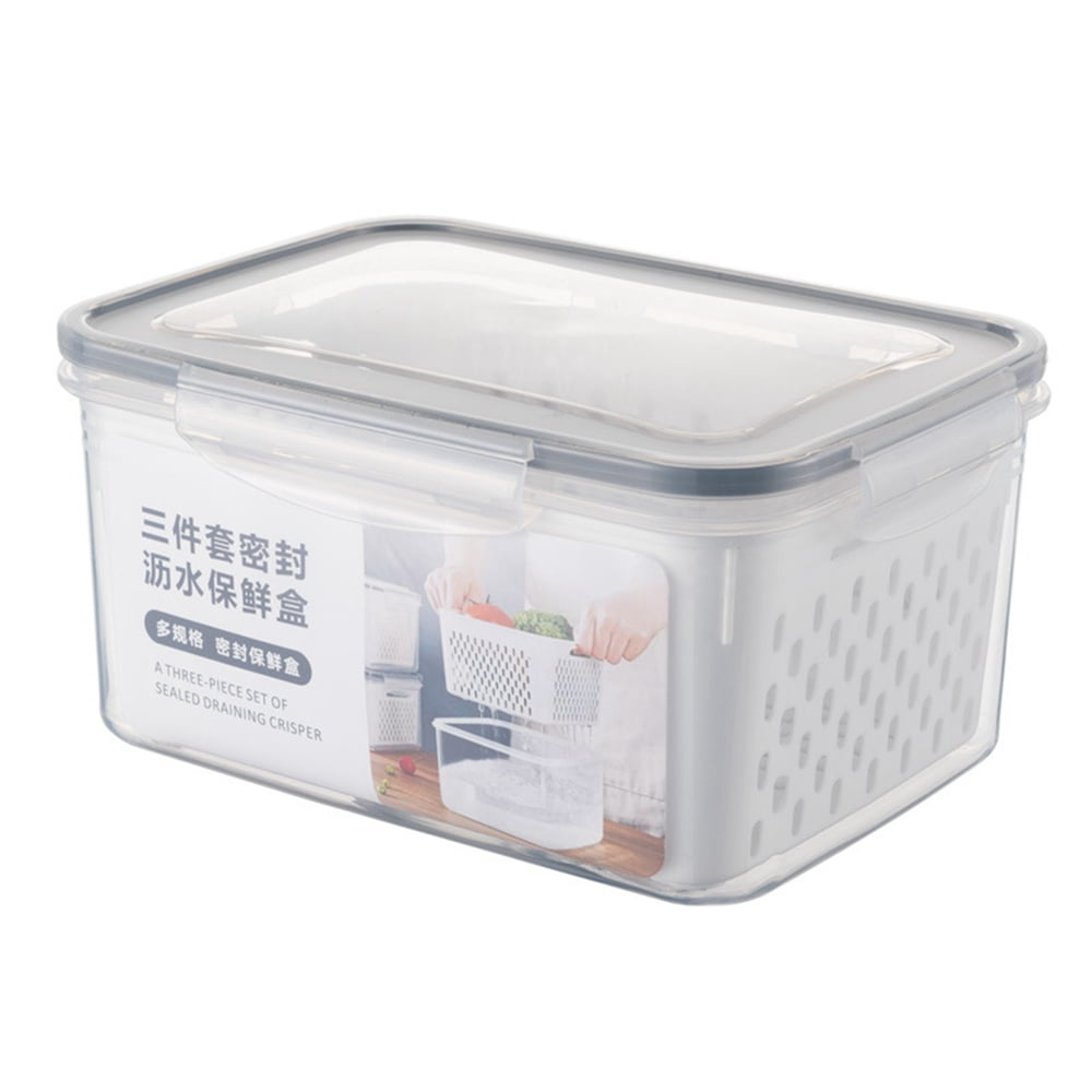 Crisper Double Sealed Drain Storage Box Refrigerator Fruit Vegetable Drain  Storage Containers With Lid Kitchen Fridge Organizer - Storage Baskets -  AliExpress