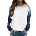 thumbnail image 1 of Chandail en Molleton pour Femmes Tops Décontractés pour Raglan Col Rond Tops Dégradé Imprimé Uni Top Manches Longues Pull à Blocs de Couleur Vêtements Mignons, 1 of 6