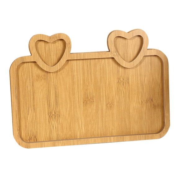 FRCOLOR Khaki Rubber Wood Serving Tray for Entertaining Snacks and Fruits Easy to Clean Stackable Design 12 x 8 inches