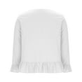 thumbnail image 4 of Taqqpue Womens Long Sleeve Cotton Linen Shirts V Neck Solid Color Dressy Casual Blouses Shirts Loose Fit Flowy Ruffle 3/4 Sleeve Plus Size Tunic Tops, 4 of 6